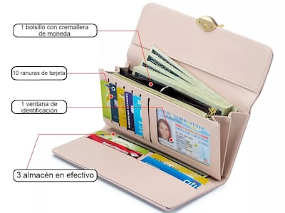 Foto 4 | Foto 4 | Cartera Xtellar Para Mujer Gran Capacidad Billetera Con Tarjetero Rosa