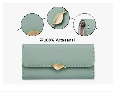 Foto 2 | Foto 2 | Cartera Para Mujer Gran Capacidad Billetera Con Tarjetero Verde Xtellar