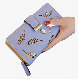 Foto 1 | Foto 1 | Cartera Larga Xtellar Para Mujer De Cuero Calado De Moda Y Generoso Modelo Azul Claro
