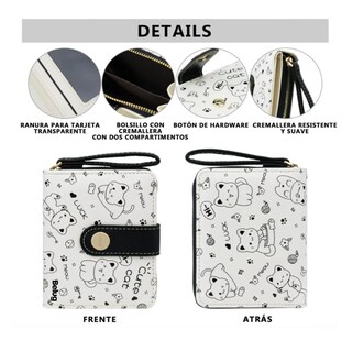 Foto 3 | Foto 3 | Cartera De Gran Capacidad Para Mujer Belug Blanco Con Negro Gatos