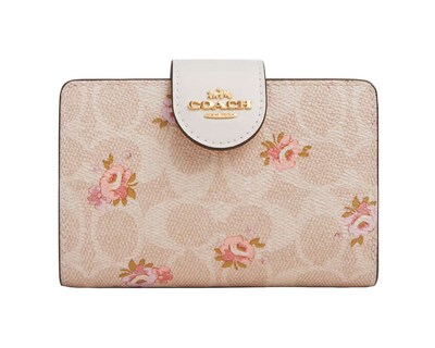 Foto 1 | Foto 1 | Cartera Coach Medium Corner Zip Wallet Signature Canvas Estampado Flores Car13 Color Beige