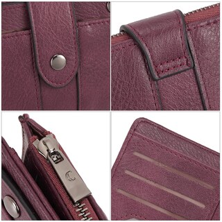 Foto 4 | Foto 4 | Billetera Cluci Pequeña De Piel Con Doble Pliegue  Color Rojo Vino  Para Mujer - Venta Internacional.