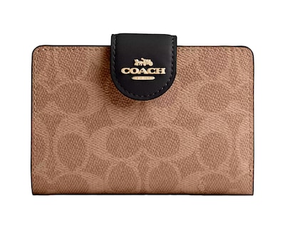 Foto 1 | Foto 1 | Cartera Coach Medium Corner Zip Wallet Signature Canvas Cw786 Color Café
