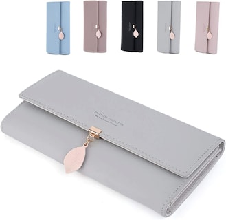 Foto 1 | Foto 1 | Monedero Huoguo Para Mujer Piel Sintética Gris Con Ranuras Para Tarjetas - Venta Internacional.