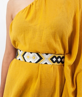 Foto 2 | Foto 2 | Cinto de Mujer A Ángelozano Artesanal color Amarillo de Piel Sintética con Tira Tejida Étnica