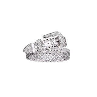 Foto 1 | Foto 1 | Cinturón de Cuero Belug Blanco con Tachuelas de Diamantes Talla 135