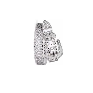 Foto 2 | Foto 2 | Cinturón de Cuero Belug Blanco con Tachuelas de Diamantes Talla 135