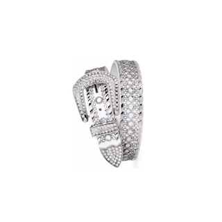 Foto 3 | Foto 3 | Cinturón de Cuero Belug Blanco con Tachuelas de Diamantes Talla 135