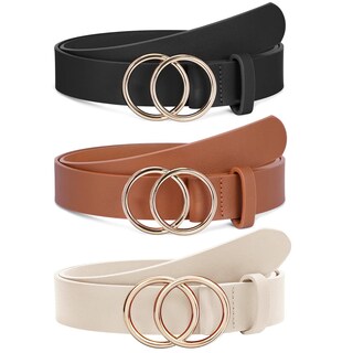 Foto 1 | Foto 1 | Cinturones De Piel Para Mujer Xzqtive Fashion Con Hebilla Dorada, Paquete De 3 - Venta Internacional.