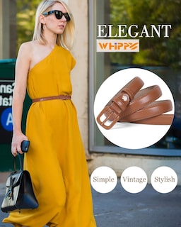 Foto 3 | Foto 3 | Cinturón Whippy Para Mujer, Ceñido De Piel Para Cintura, Color Negro/marrón - Venta Internacional.