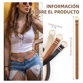 Foto 2 | Foto 2 | Kit Cinturón De Mujer De Moda Piel Dama 110cm. Eo Safe Imports Esi-19397 Multicolor