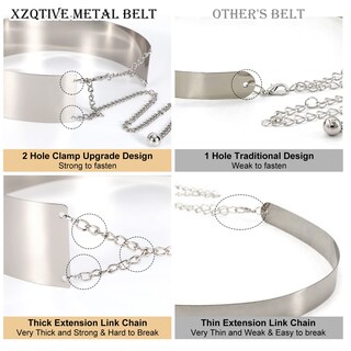 Foto 3 | Foto 3 | Cinturón De Metal Xzqtive Con Cadena Plateada Brillante Con Espejo Pulido Para Mujer - Venta Internacional.