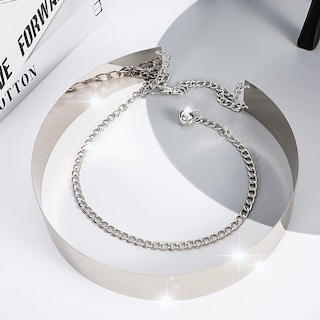 Foto 5 | Foto 5 | Cinturón De Metal Xzqtive Con Cadena Plateada Brillante Con Espejo Pulido Para Mujer - Venta Internacional.