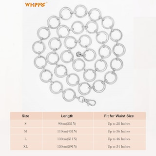 Foto 5 | Foto 5 | Cinturón Con Cadena Whippy Con Junta Tórica Metálica Para Mujer, Color Plateado Xl - Venta Internacional.
