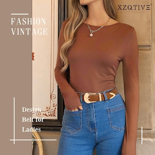 Foto 3 | Foto 3 | Cinturón De Cuero Xzqtive Para Mujer, Talla Grande, Hebilla Occidental Plateada - Venta Internacional.