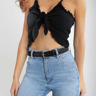 Foto 7 | Foto 7 | Cinturón Whippy De Cuero Negro Para Mujer, Para Jeans, Pantalones Y Vestidos - Venta Internacional.