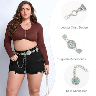 Foto 3 | Foto 3 | Cinturón De Cadena Whippy Para Mujer Con Eslabones Metálicos, Color Turquesa Occidental - Venta Internacional.