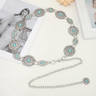 Foto 7 | Foto 7 | Cinturón De Cadena Whippy Para Mujer Con Eslabones Metálicos, Color Turquesa Occidental - Venta Internacional.