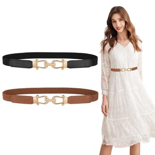 Foto 2 | Foto 2 | Cinturón Elástico Jasgood Para Mujer, Ajustado, Para Vestidos, Paquete De 2, Negro Y Marrón - Venta Internacional.