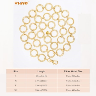 Foto 4 | Foto 4 | Cinturón Con Cadena Whippy O-ring De Metal Para Mujer, Aleación Dorada Xl - Venta Internacional.