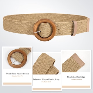 Foto 5 | Foto 5 | Set De 4 Cinturones De Vestir Elásticos Ajustados Para Mujer Jasgood (negro+beige+raya+caqui) - Venta Internacional.