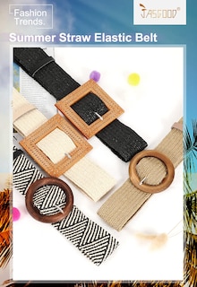 Foto 6 | Foto 6 | Set De 4 Cinturones De Vestir Elásticos Ajustados Para Mujer Jasgood (negro+beige+raya+caqui) - Venta Internacional.