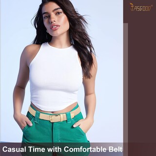 Foto 2 | Foto 2 | Cinturón Jasgood Para Mujer Y Hombre, Tejido Trenzado, Elástico Para Pantalones Y Jeans - Venta Internacional.