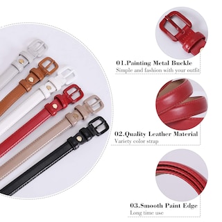 Foto 3 | Foto 3 | Cinturón Whippy De Piel Delgada Para Mujer, Para Pantalones, Con Hebilla, Rojo - Venta Internacional.