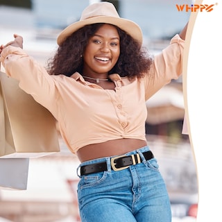 Foto 5 | Foto 5 | Cinturón De Piel Whippy Para Mujer, Para Pantalones Vaqueros, Negro Con Hebilla Dorada - Venta Internacional.