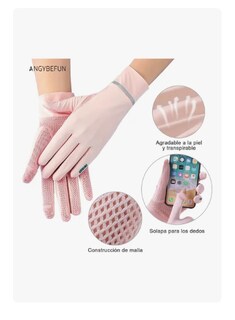Foto 2 | Foto 2 | Guantes Protección Xtellar Solar Seda Táctil Anti-UV Rosa para Mujer