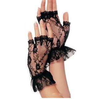 Foto 2 | Foto 2 | Guantes De Encaje Sin Dedos Huoguo Para Mujer Negros - Venta Internacional.