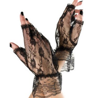 Foto 4 | Foto 4 | Guantes De Encaje Sin Dedos Huoguo Para Mujer Negros - Venta Internacional.