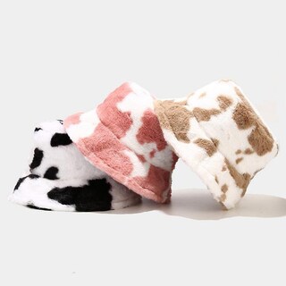 Foto 4 | Foto 4 | Sombrero Huoguo Con Estampado De Vaca De Pescador De Peluche Otoño-invierno Para Mujer - Venta Internacional.