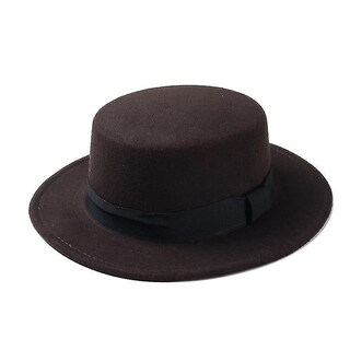 Foto 1 | Foto 1 | Gorro Huoguo Wool Boater Flat Top Café Para Mujer - Venta Internacional.