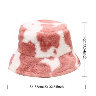 Foto 3 | Foto 3 | Sombrero Huoguo Con Estampado De Vaca De Pescador De Peluche Otoño-invierno Para Mujer - Venta Internacional.