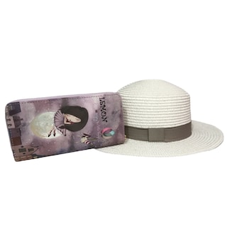 Foto 1 | Foto 1 | Kit Sombrero Playero Y Cartera Para Dama Gris Oscuro