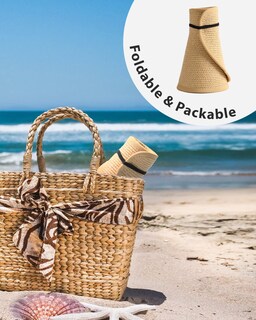 Foto 5 | Foto 5 | Sombrero Con Visera Solar Furtalk Para Mujer, Paja, Ala Ancha, Beige - Venta Internacional.