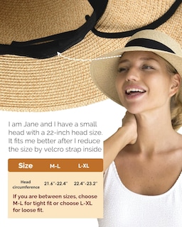 Foto 6 | Foto 6 | Sombrero De Paja Furtalk Para Mujer, Playa, Sol, Uv, Upf 80+, Plegable, Color Beige - Venta Internacional.