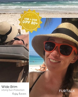 Foto 7 | Foto 7 | Sombrero De Paja Furtalk Para Mujer, Playa, Sol, Uv, Upf 80+, Plegable, Color Beige - Venta Internacional.