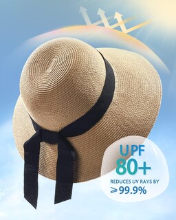 Foto 2 | Foto 2 | Sombrero De Paja Furtalk Para Mujer, Playa, Sol, Uv, Upf 80+, Plegable, Color Caqui - Venta Internacional.