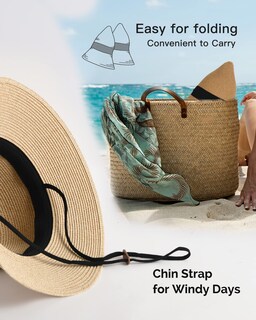 Foto 3 | Foto 3 | Sombrero de Paja de Mujer Furtalk UV UPF 80+ Plegable - Venta Internacional