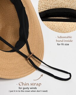 Foto 3 | Foto 3 | Sombrero Panameño De Paja Furtalk De Ala Ancha Fedora Upf 80 Para Mujer - Venta Internacional.