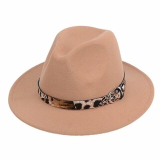 Foto 4 | Foto 4 | Sombrero Fedora De Fieltro De Lana Para Mujer Con Estampado De Leopardo Marrón - Venta Internacional.