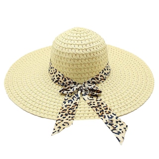 Foto 1 | Foto 1 | Sombrero De Paja Huoguo Para Mujer Estampado De Leopardo Ala Ancha - Venta Internacional.