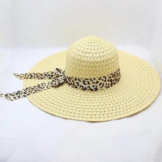 Foto 3 | Foto 3 | Sombrero De Paja Huoguo Para Mujer Estampado De Leopardo Ala Ancha - Venta Internacional.