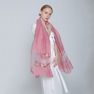 Foto 2 | Foto 2 | Bufanda Huoguo De Algodón Mercerizado Con Estampado Floral Para Mujer - Venta Internacional.