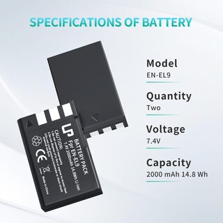 Foto 5 | Foto 5 | Paquete de Baterías Lp En-el9 En-el9a 7,4 V 2000 Mah Para Nikon D40 - Venta Internacional