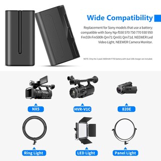 Foto 4 | Foto 4 | Batería De Repuesto Neewer Np-f750 5600 Mah, Paquete De 2 Con Cargador - Venta Internacional.