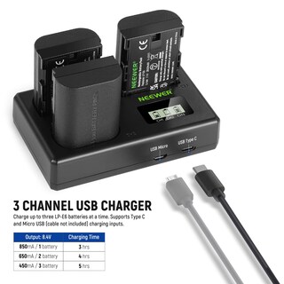 Foto 2 | Foto 2 | Set De Baterías Y Cargadores Neewer Lp-e6 Paquete De 3 Unidades 2000 Mah Para Canon - Venta Internacional.