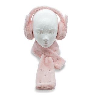 Foto 1 | Foto 1 | Set Invernal de Bufanda más Orejeras Conejita Rosa Infantil Peluche Térmico